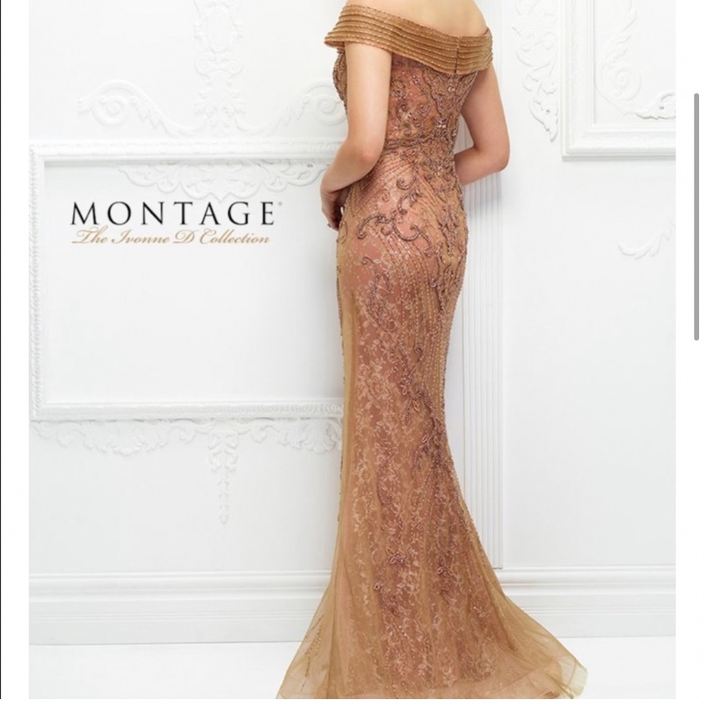 COPY - Ivonne D For Mon Cheri - 118D08 Beaded Lace Dress With Tulle Overlay